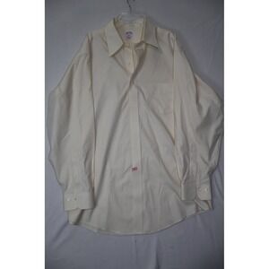 Brooks Brothers Mens Dress Shirt 17.5 34/35 Cream Non-Iron Regular Fit Cotton